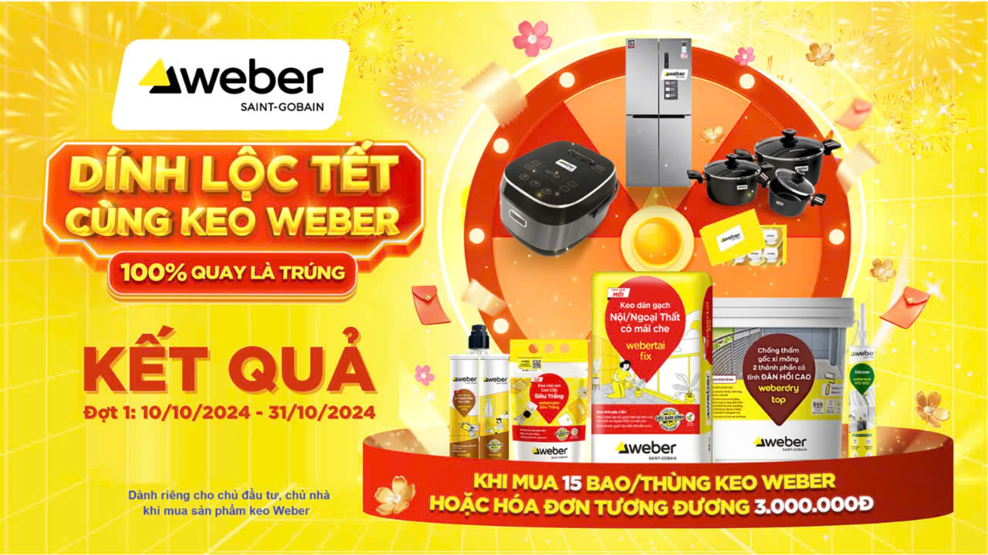Dính lộc tết cùng keo Weber Dính lộc tết cùng keo Weber