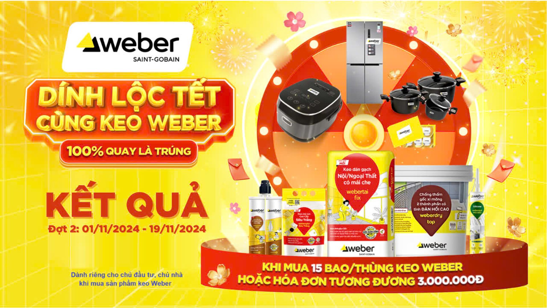 Kết quả Dính lộc Tết cùng keo Weber đợt 2 Kết quả Dính lộc Tết cùng keo Weber đợt 2