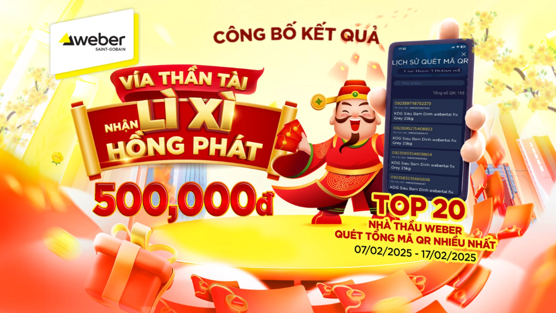 Kết Quả Top 20 Vía thần tài - Lì Xì Hồng Phát 