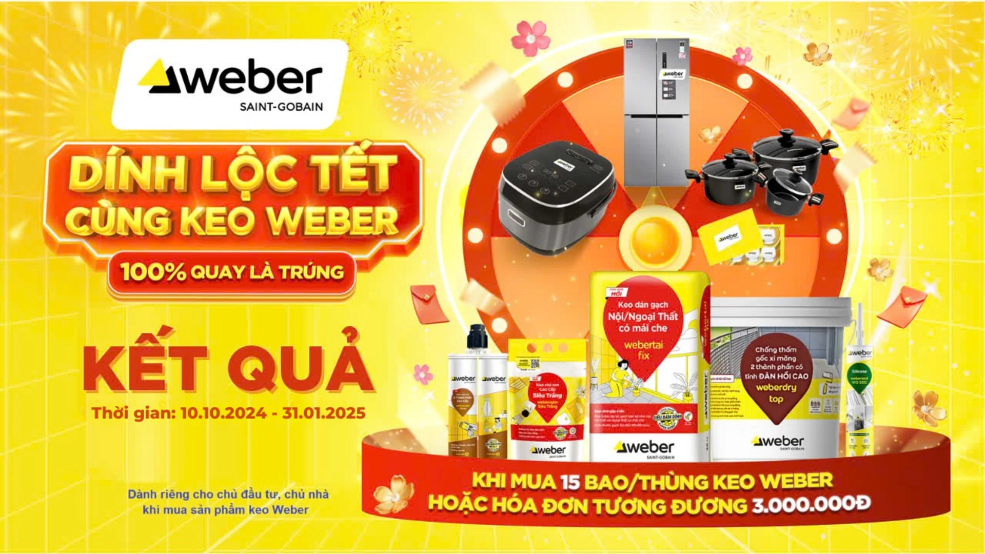 Kết quả Dính lộc Tết cùng keo Weber Kết quả Dính lộc Tết cùng keo Weber