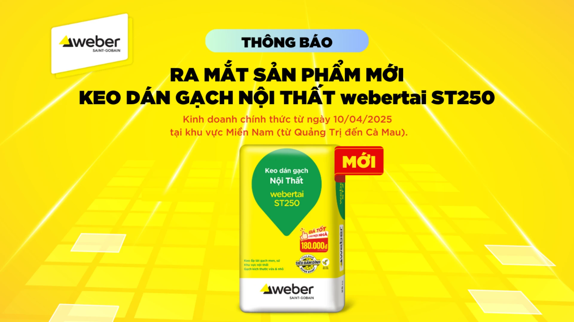 Ra mắt keo dán gạch Webertai ST250 tại miền Nam
