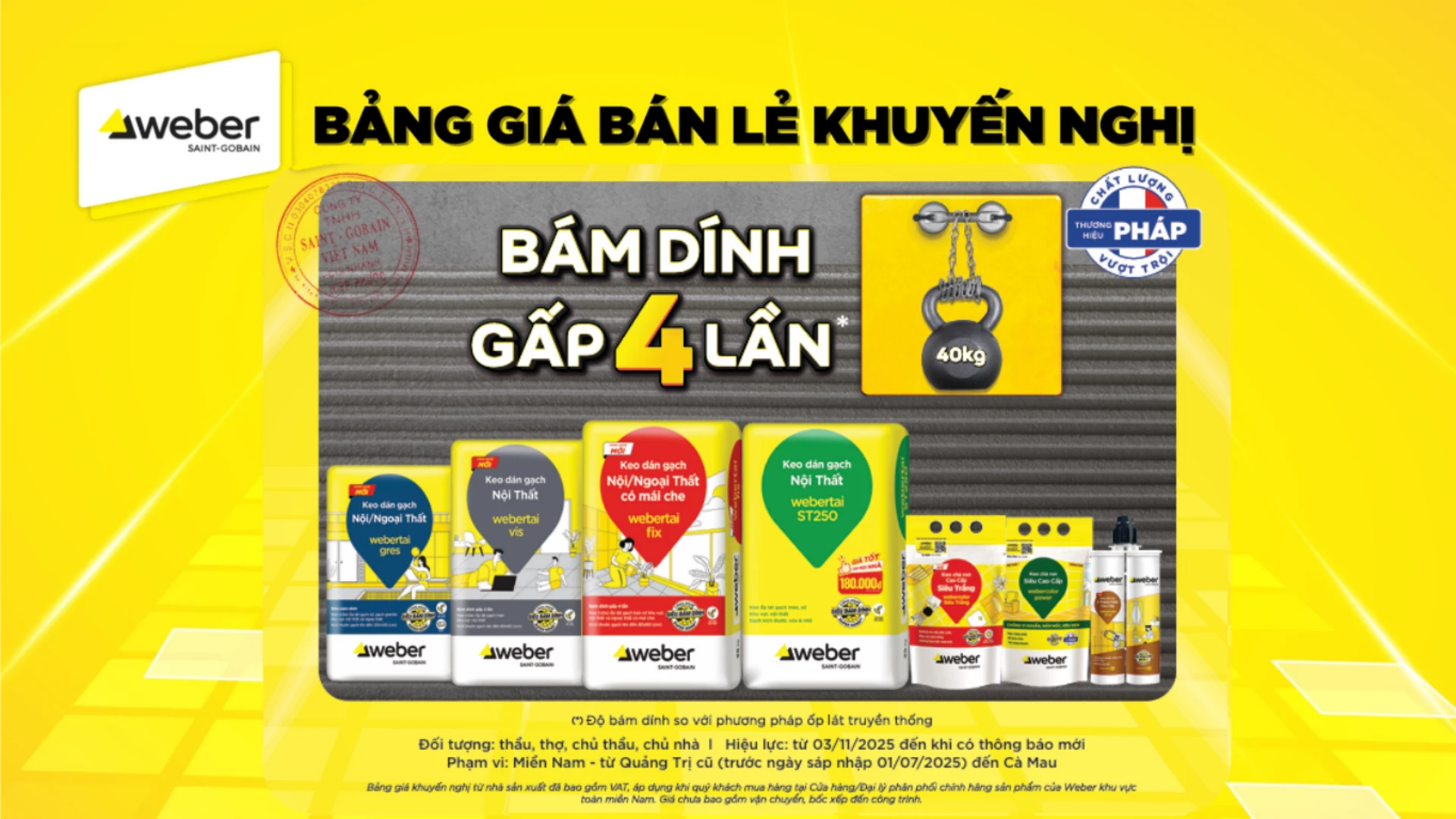 Bảng giá bán lẻ khuyến nghị mới nhất