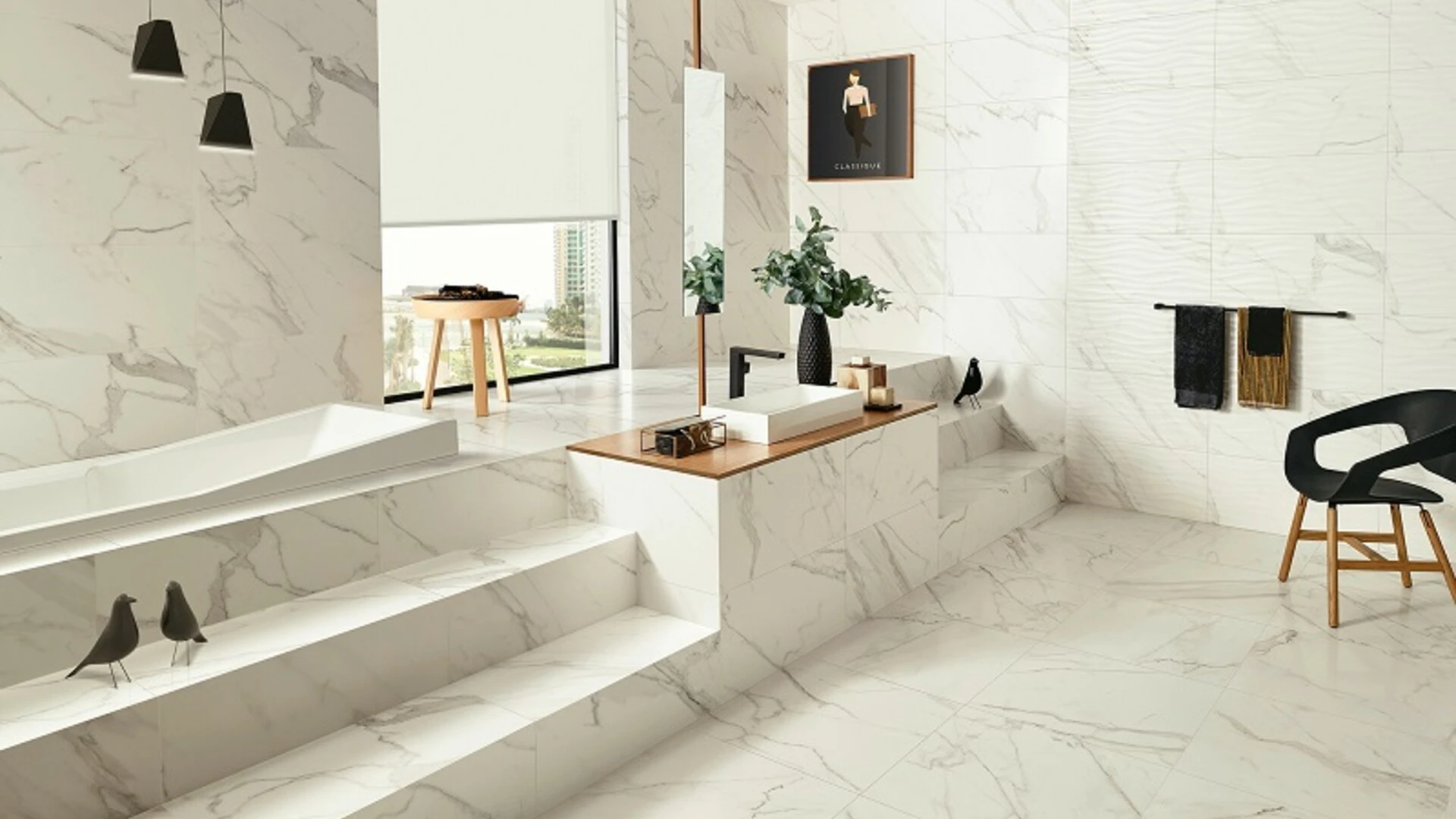 Gạch ốp tường màu trắng đẹp, sang