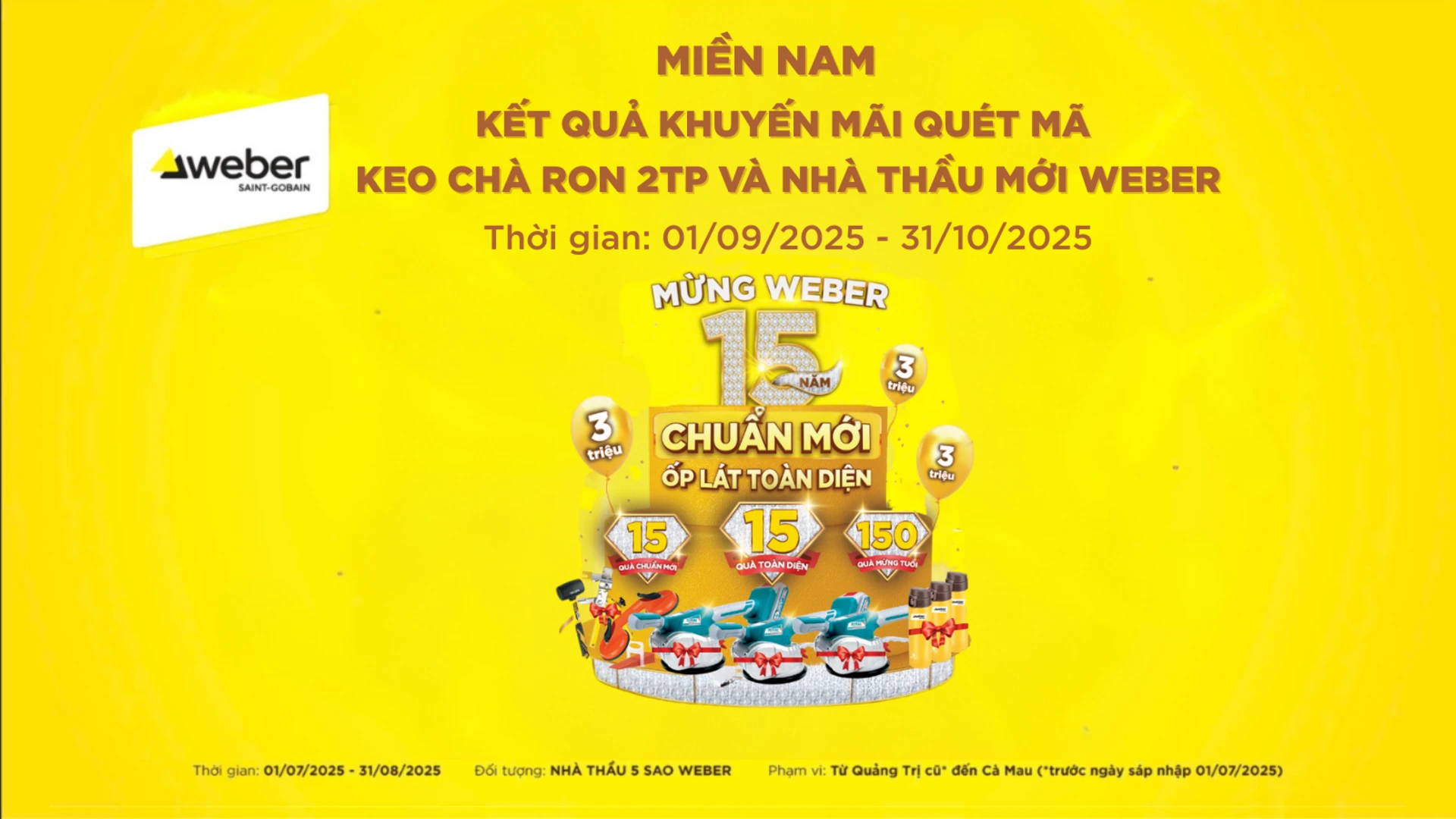 Kết quả CTKM Nhà thầu keo chà ron 2 thành phần và nhà thầu mới Weber