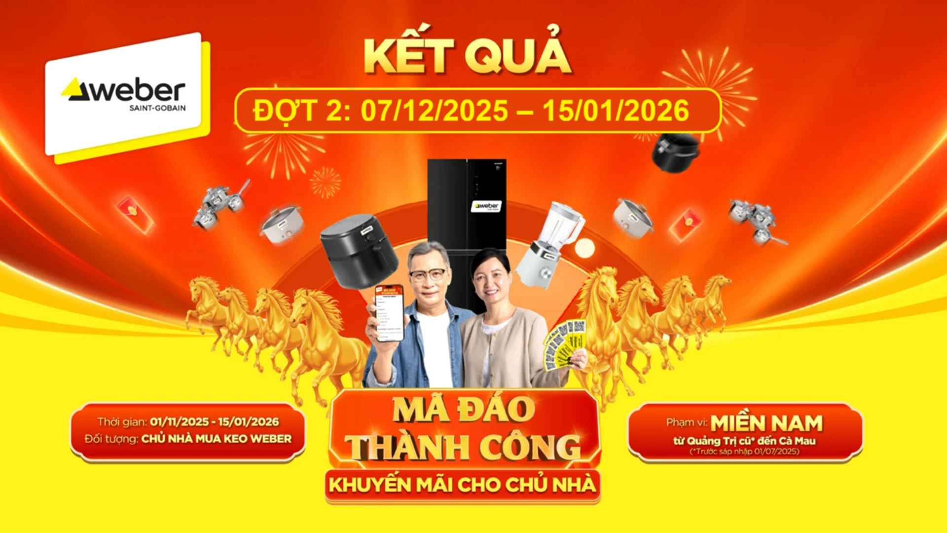 Kết Quả CTKM CHỦ NHÀ WEBER MÃ ĐÁO THÀNH CÔNG ĐỢT 2