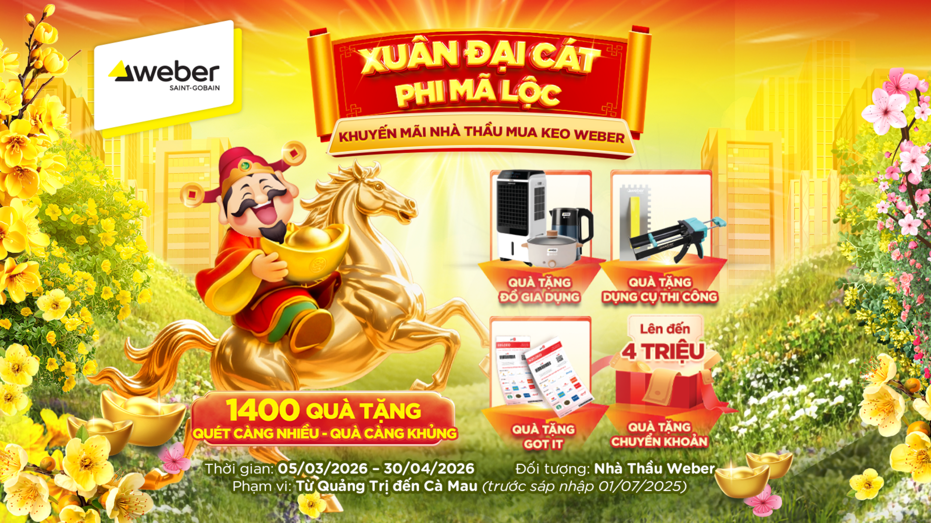 CTKM dành cho Nhà Thầu XUÂN ĐẠI CÁT PHI MÃ LỘC