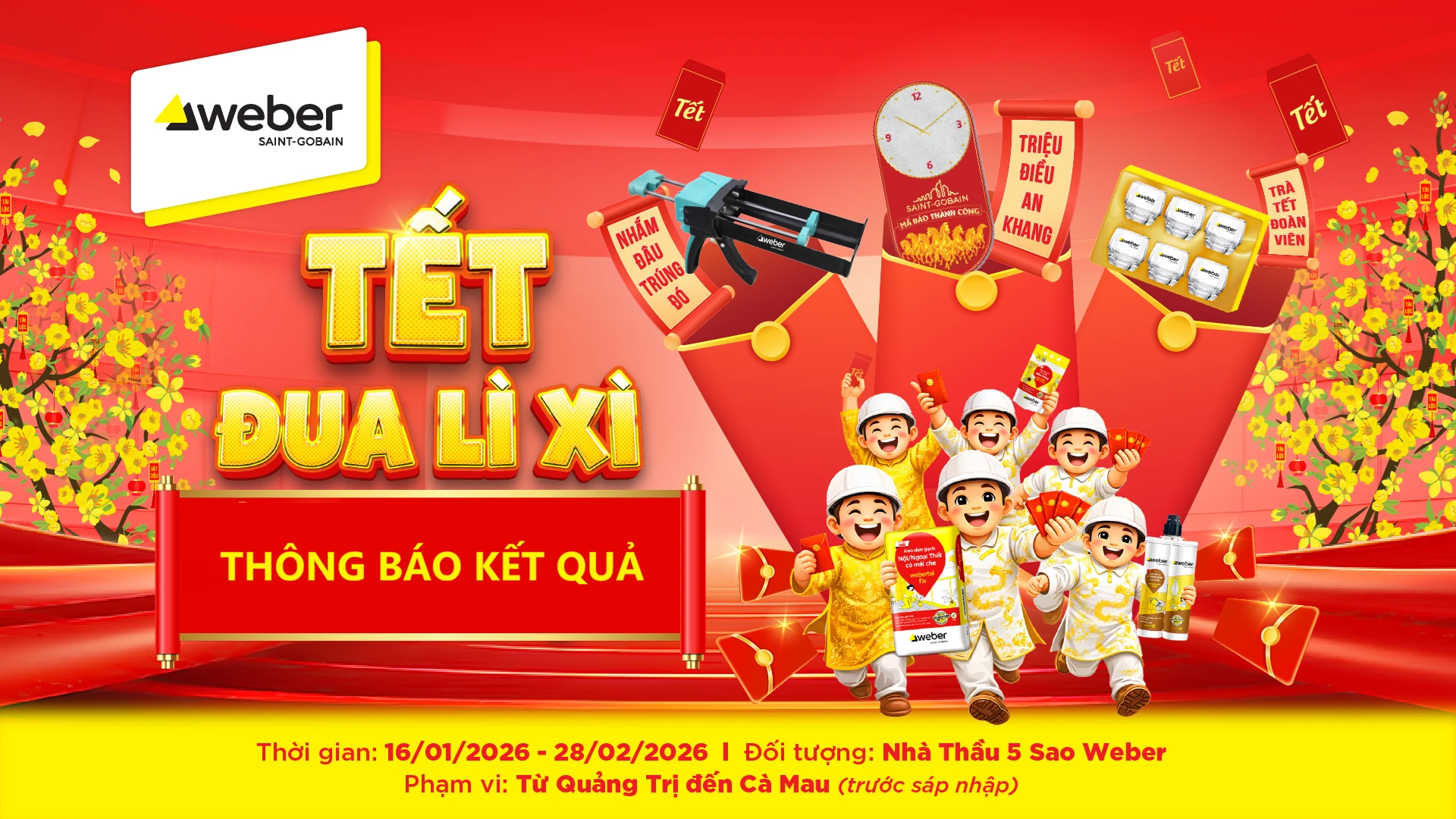 Kết quả CTKM Nhà thầu Weber Tết Đua Lì Xì