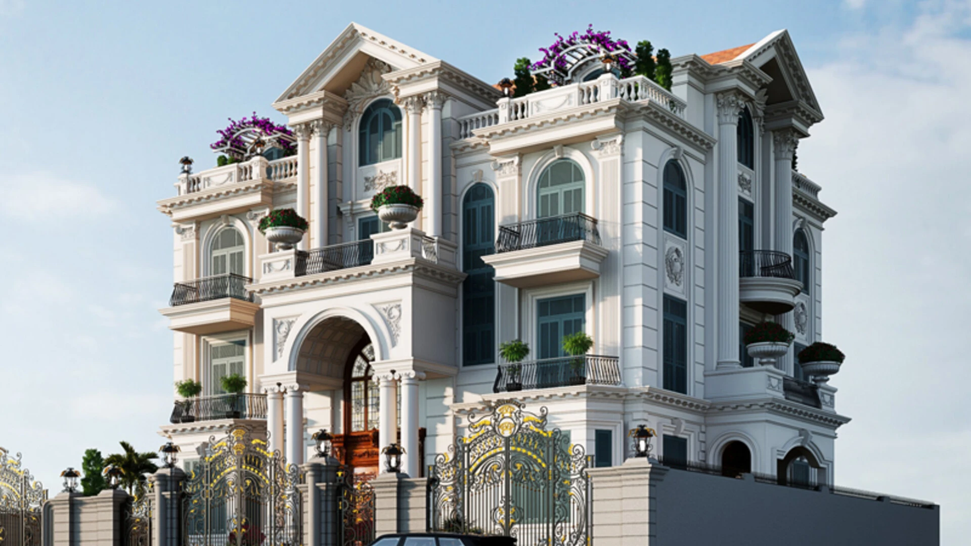 Biệt thự 4 tầng kiểu Pháp cổ điển mang đến sự sang trọng, tinh tế  