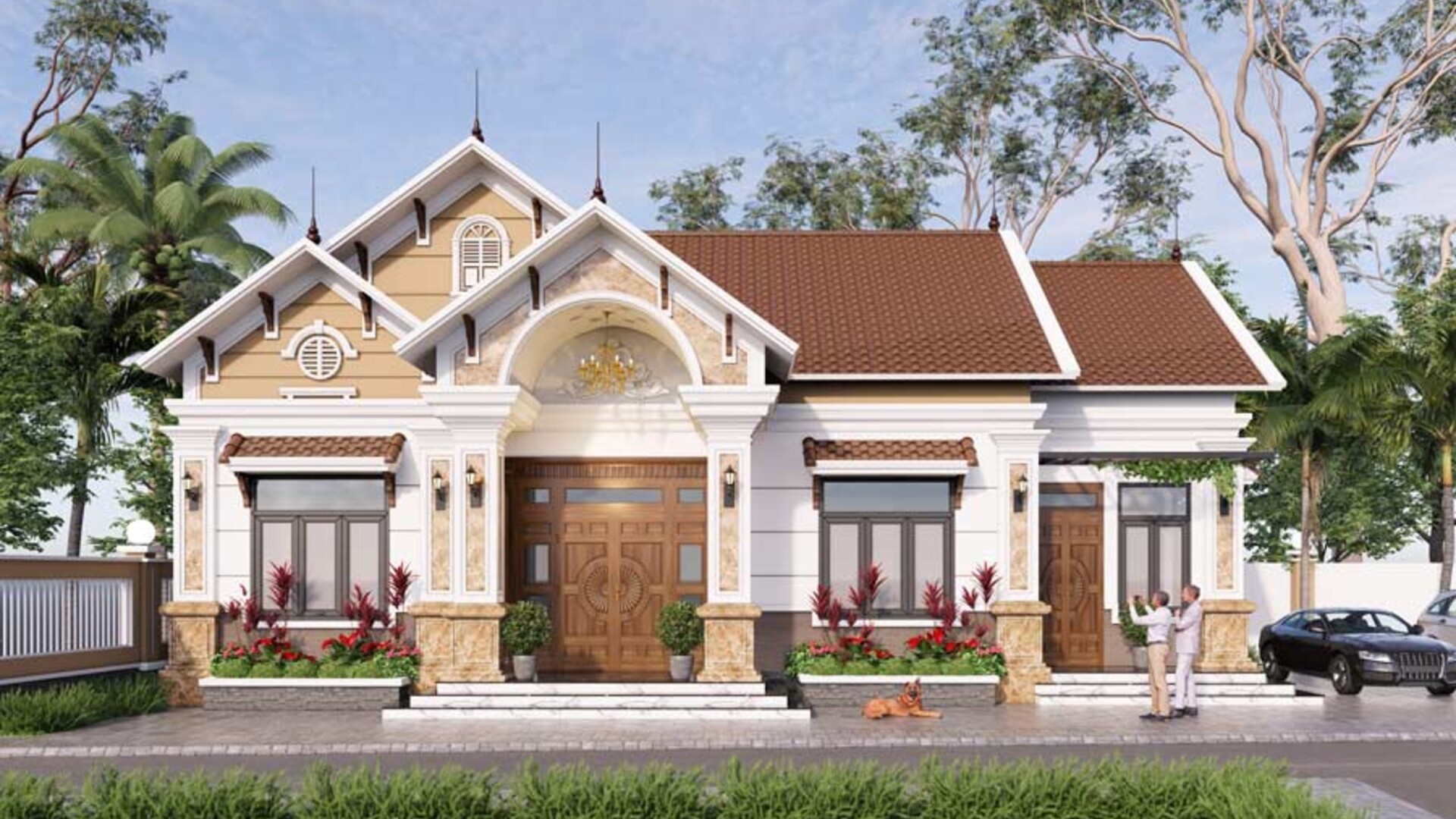 biệt thự 1 tầng kiểu châu Âu
