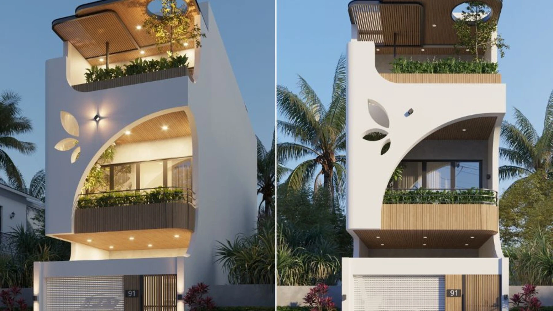 Cách phối màu gạch ốp tường mặt tiền đẹp