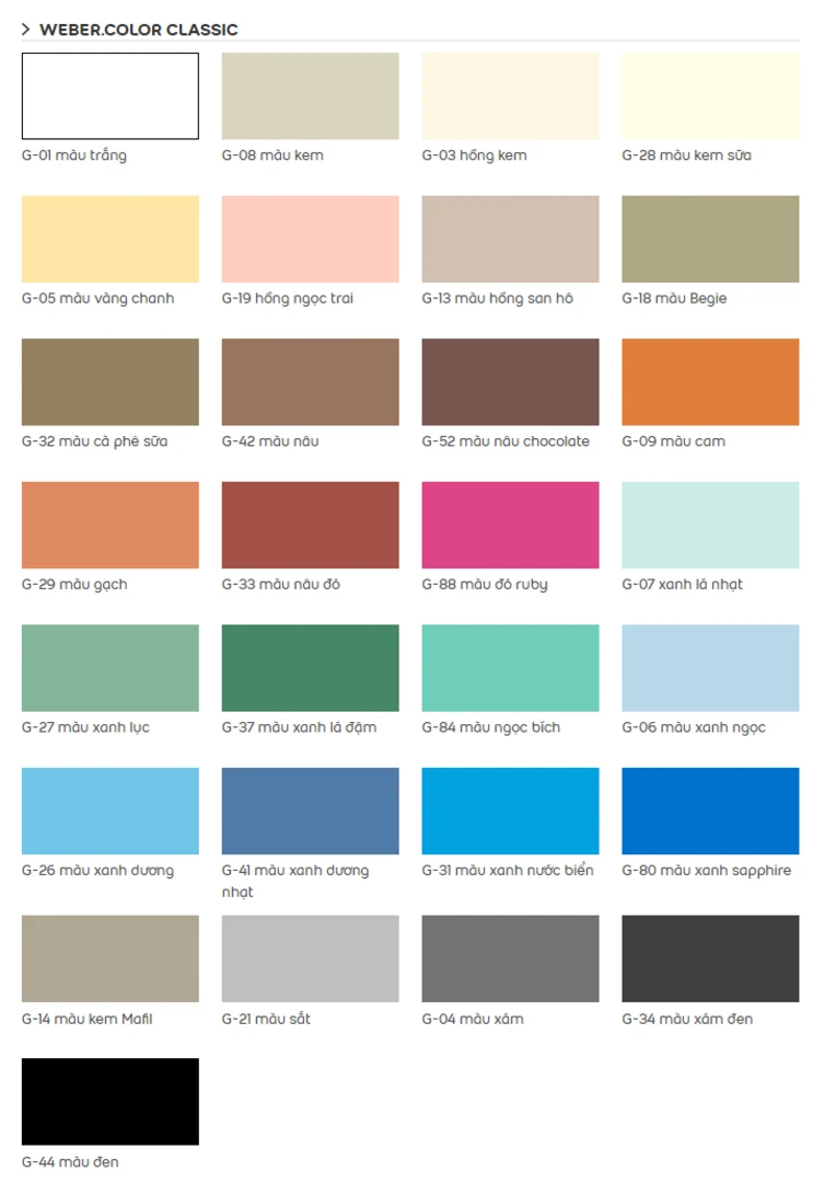 bảng màu color classic