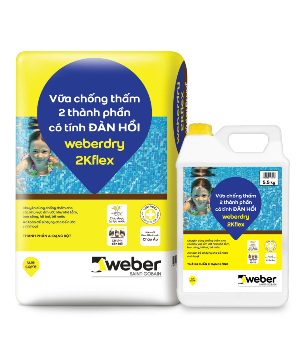 keo chống thấm weberdry 2Kflex dùng cho ốp lát gạch men