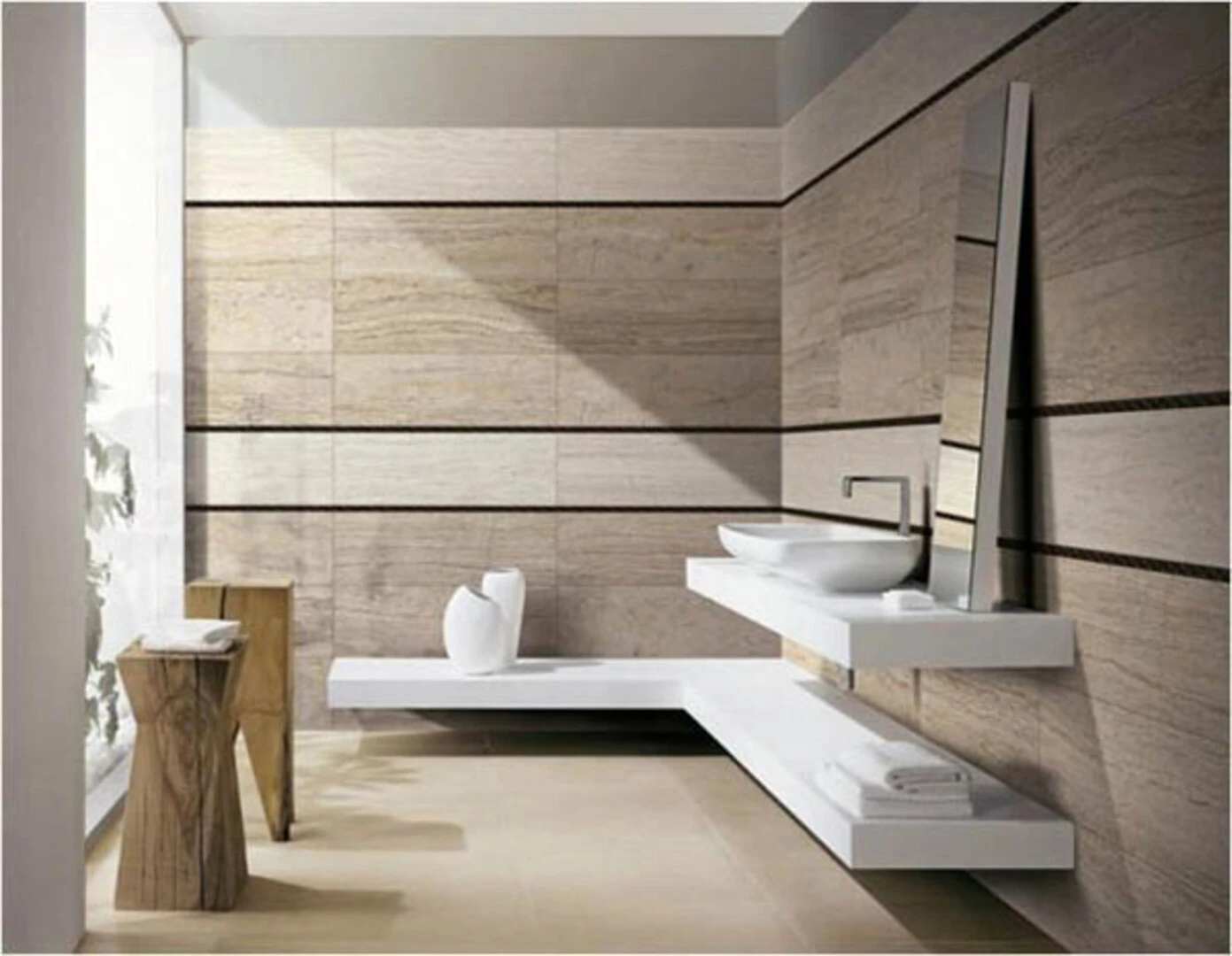Gạch ốp tường phòng tắm giả gỗ (nguồn: internet) gạch ốp tường - gạch giả gỗ
