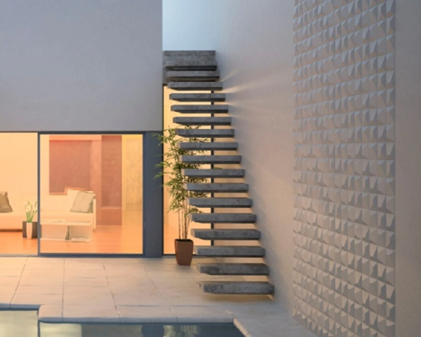 gạch ốp tường ngoài trời - 3d