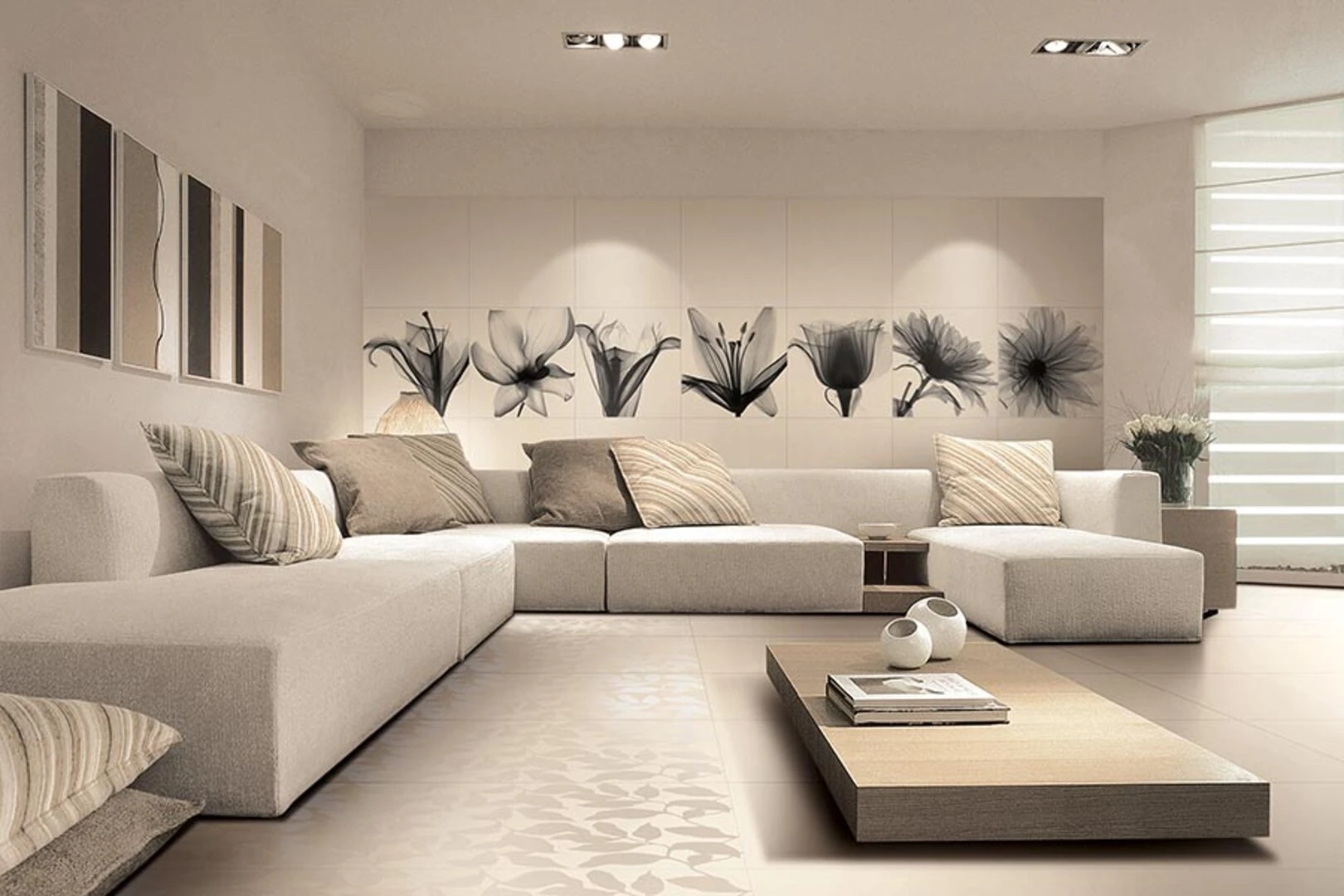 gạch trang trí phòng khách