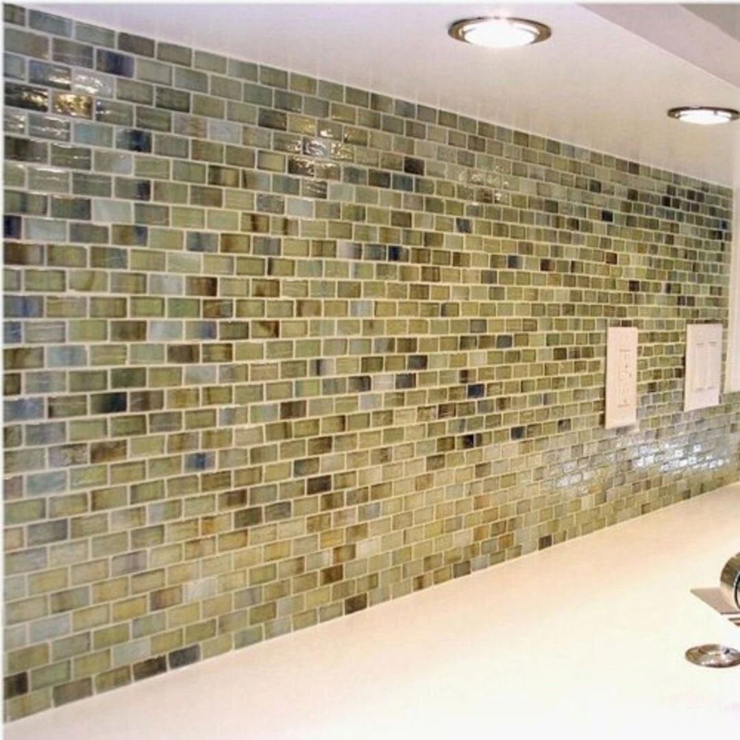 Gạch thẻ ốp tường ngoài trời màu xanh phối đen