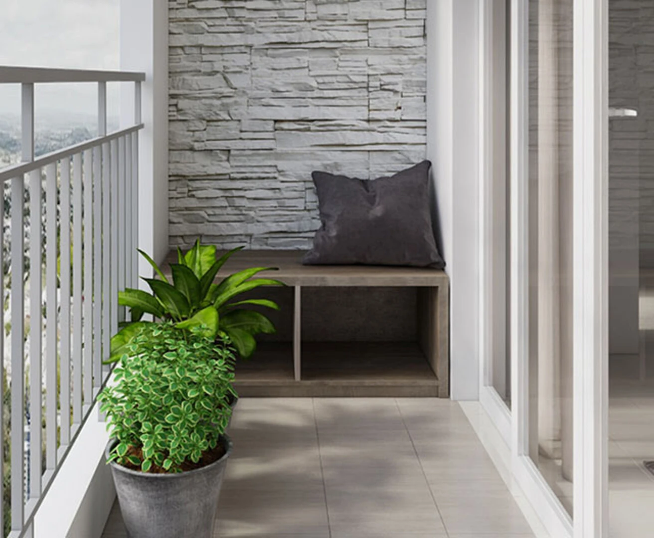 đá ốp tường ban công