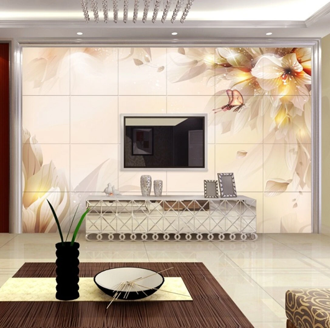 Gạch tranh 3D ốp tường phòng khách