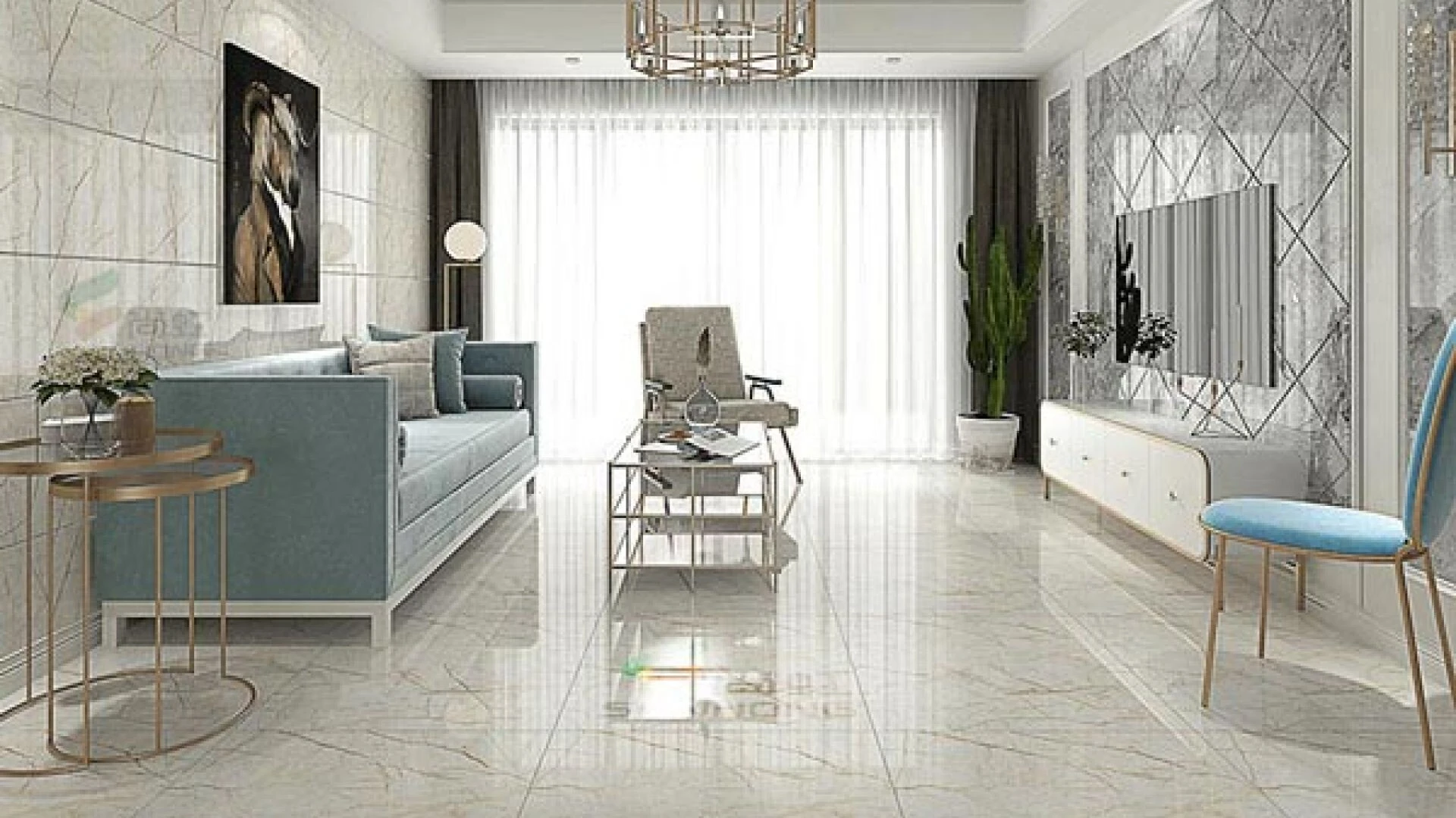 gạch trang trí khu vực phòng khách