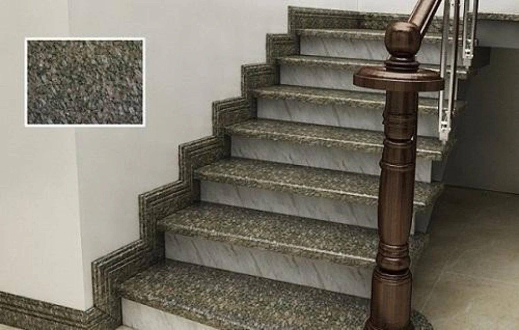 gạch giả đá hoa cương lát cầu thang