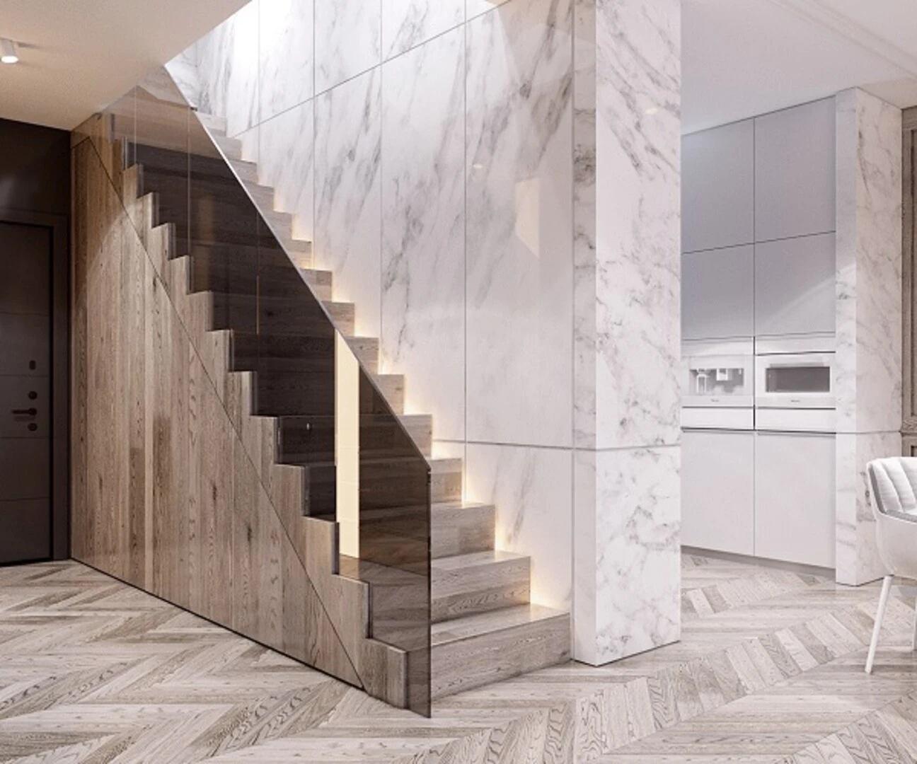 chọn gạch ốp tường cầu thang