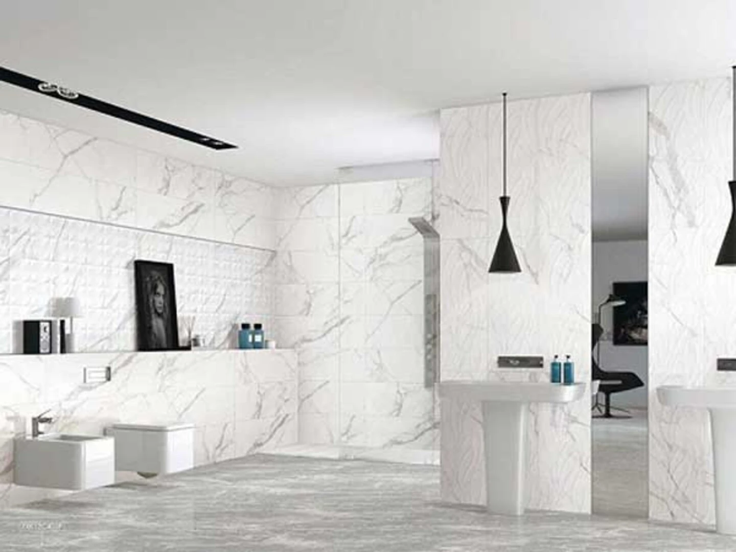 gạch ốp tường màu trắng vân mây