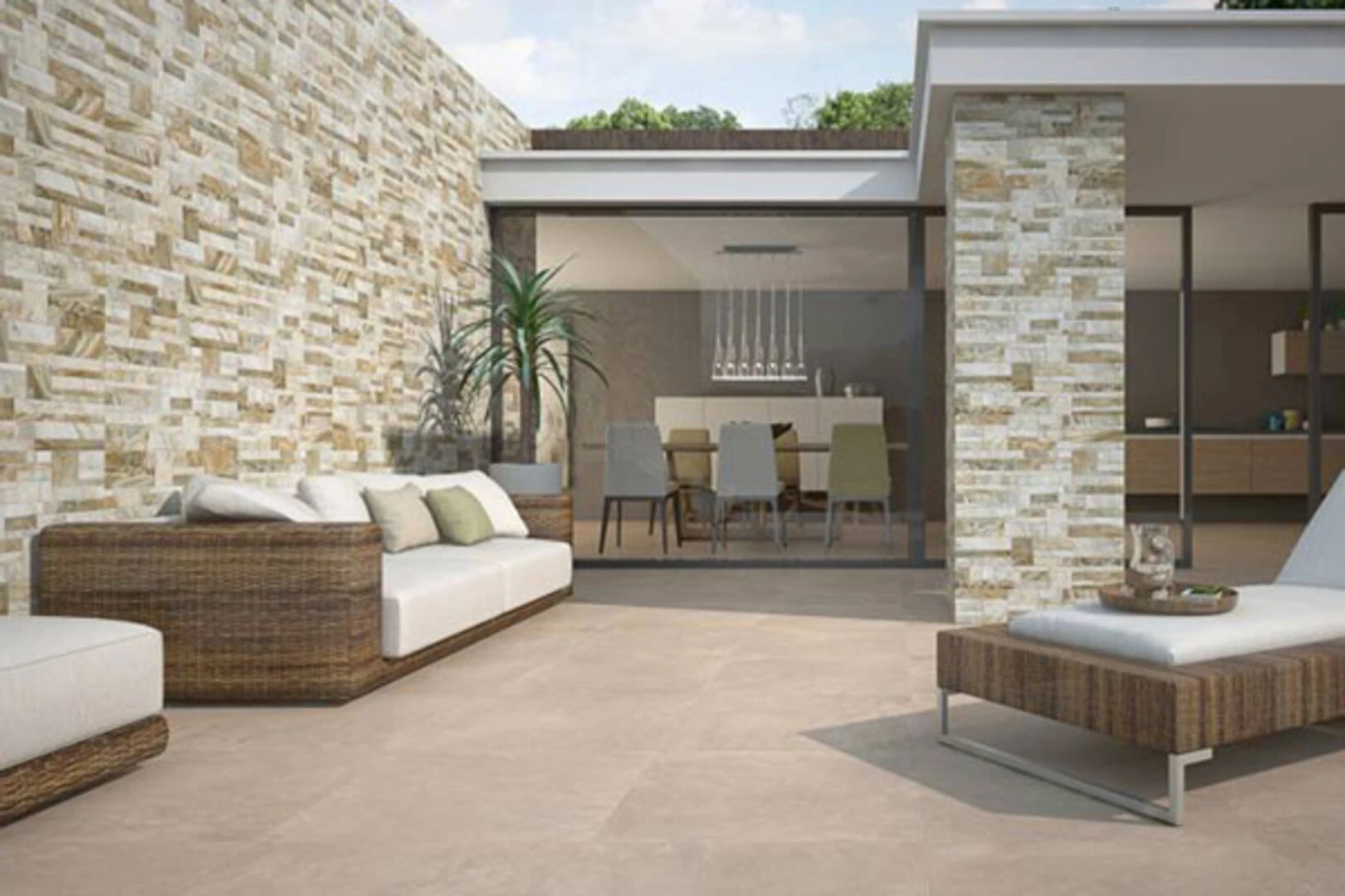 Khu vực nên sử dụng keo dán gạch ngoài trời