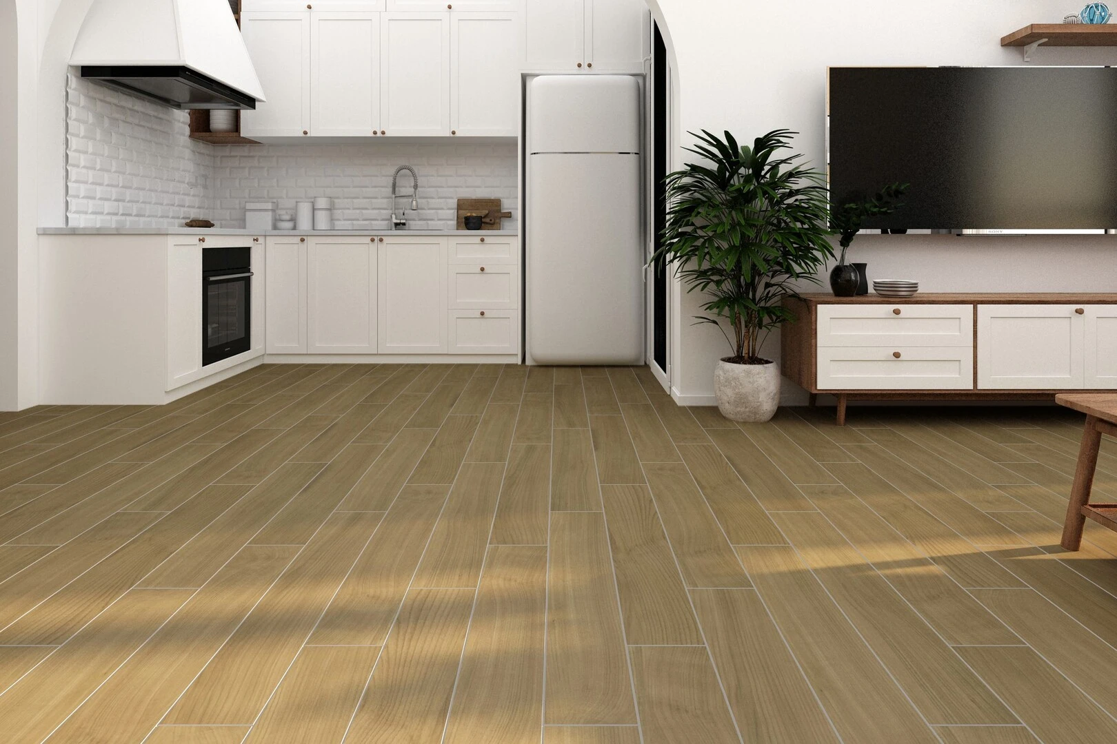 Gạch lát nền nhà bếp giả gỗ