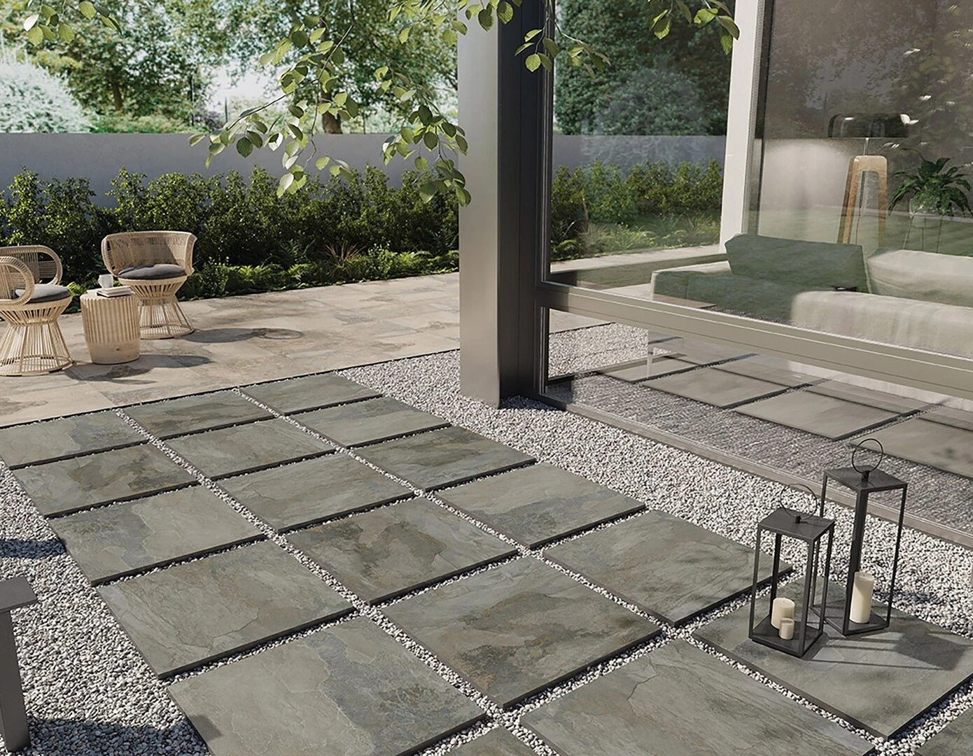 Gạch Terrazzo trơn thường được dùng làm gạch lát sân ngoài trời, gạch lát vỉa hè lề đường