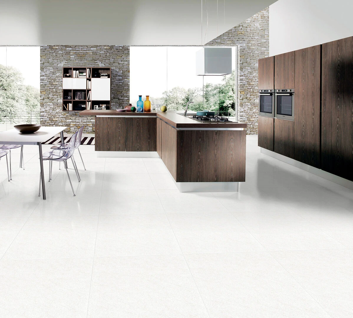 gạch lát nền màu trắng sữa