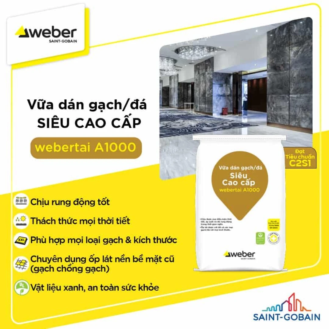 vữa dán gạch mặt tiền nhà cấp 4 Webertai A1000