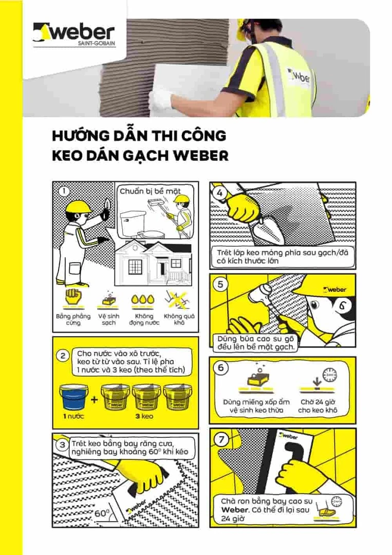 thi công dán gạch tường