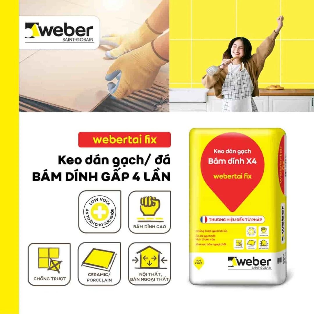 vữa dán gạch tường Webertai Fix
