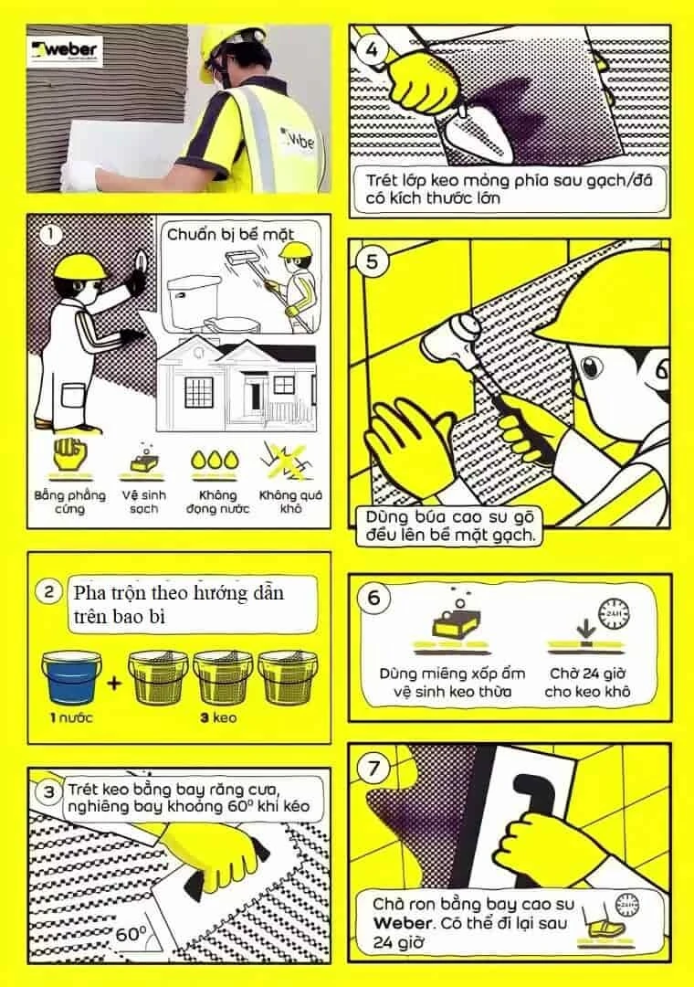hướng dẫn thi công vữa dán gạch gốc xi măng