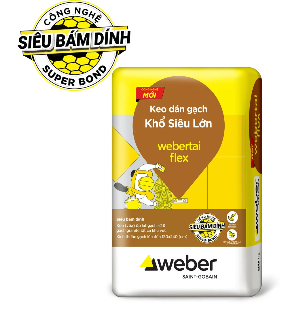 Keo dan gach ít hút nước kích thước siêu lớn Webertai Flex