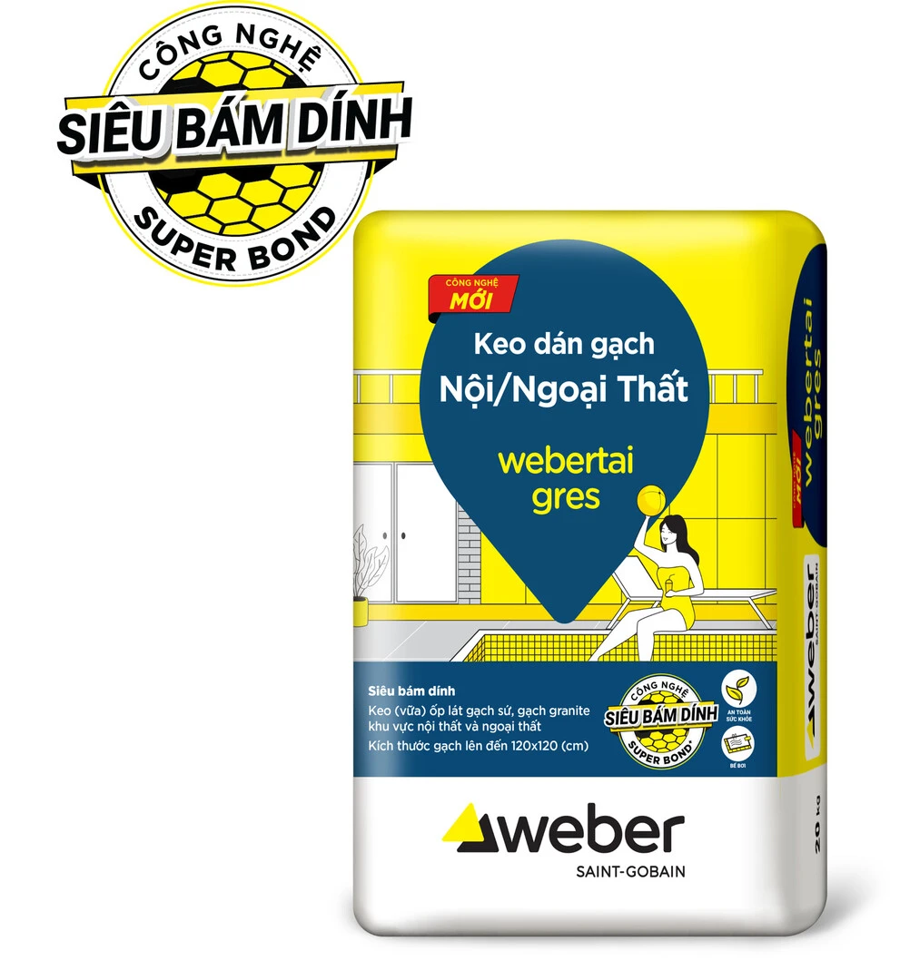 Keo dán gạch chồng gạch, hồ bơi dưới nước Webertai Gres