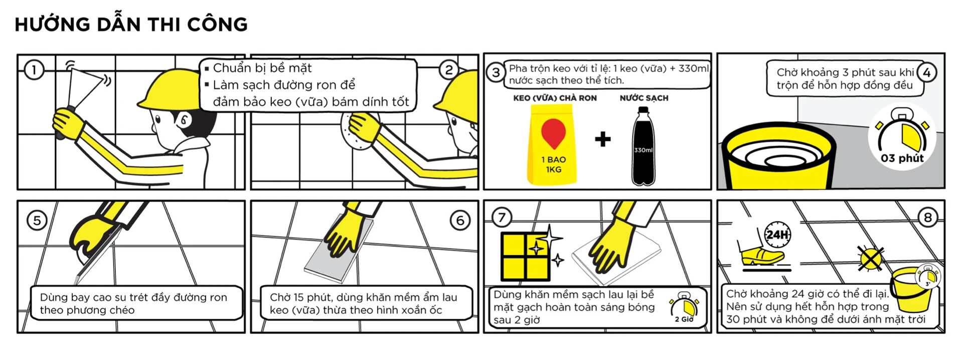 Hướng dẫn cách thi công bột trét mạch gạch