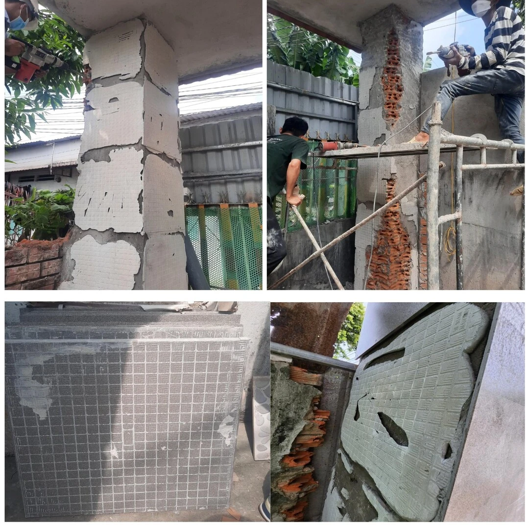 gạch ốp ngoại thất bị bong, tróc, không bám dính 1