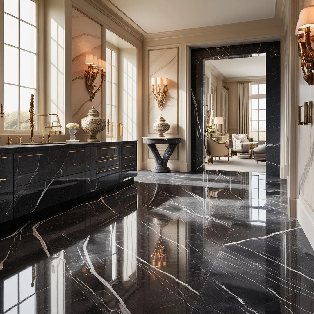 Đá marble đen tia chớp