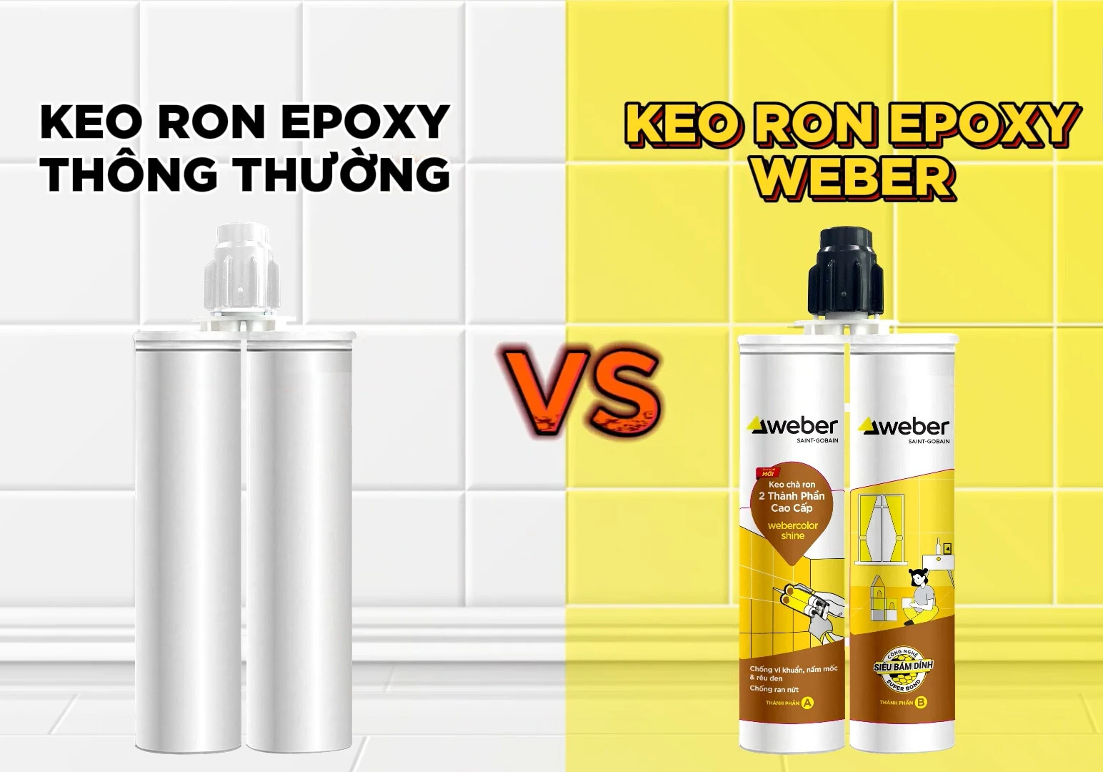 Keo epoxy Weber nổi trội về thời gian khô, độ đàn hồi và khả năng chống bám bẩn