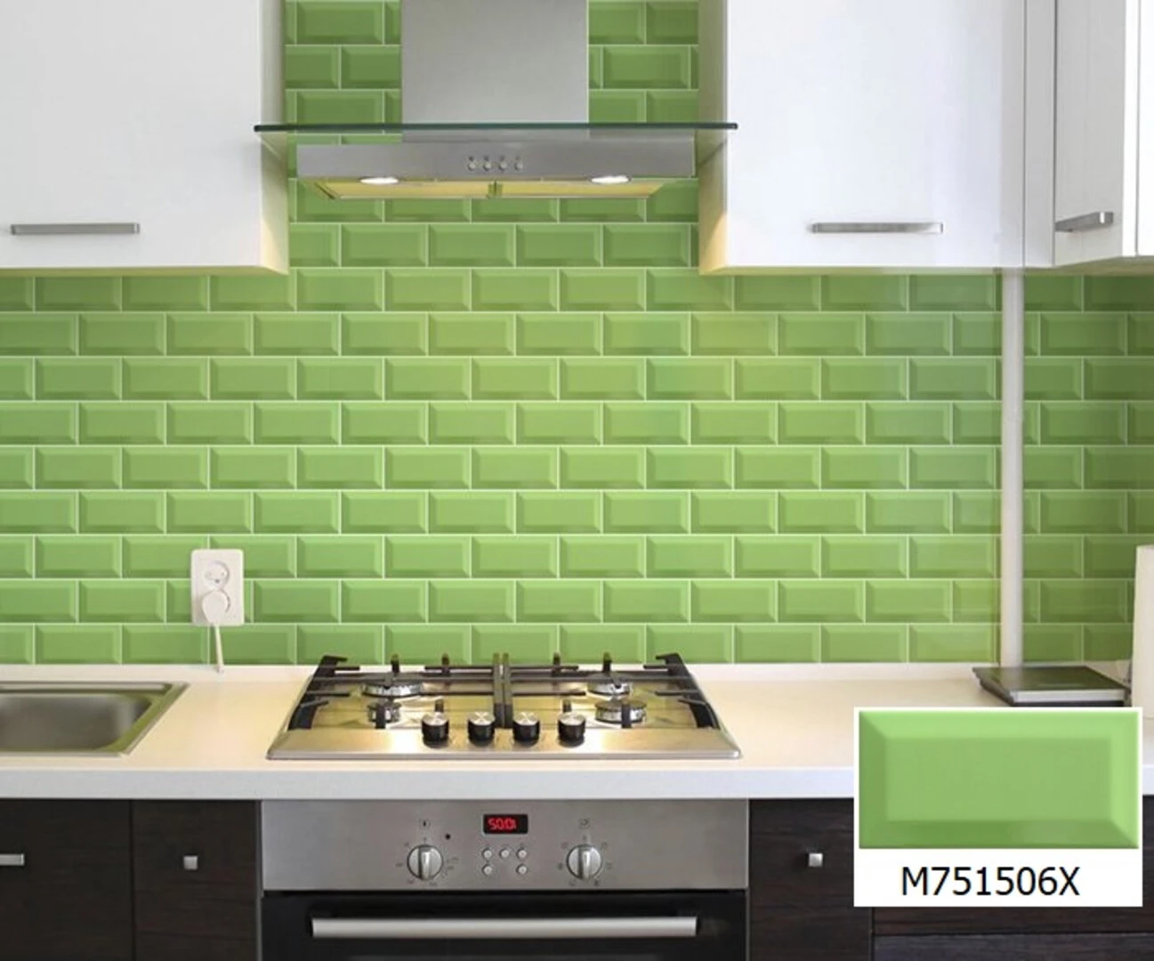 Gạch thẻ ốp nhà bếp màu xanh