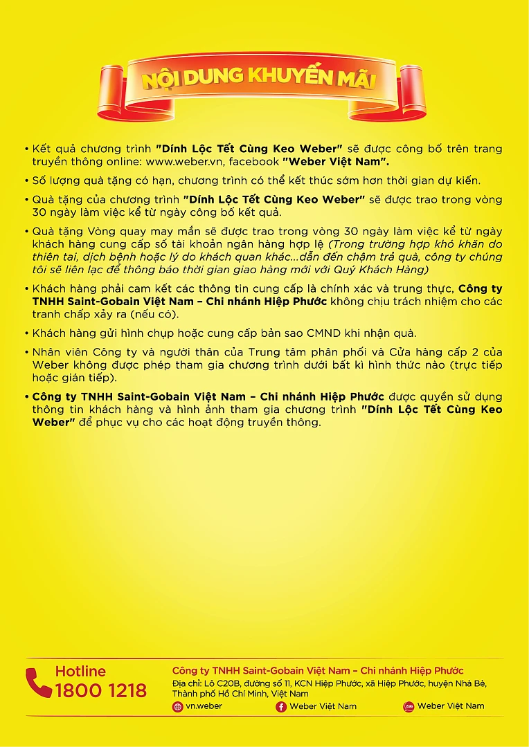 weber dính lộc tết trả thưởng