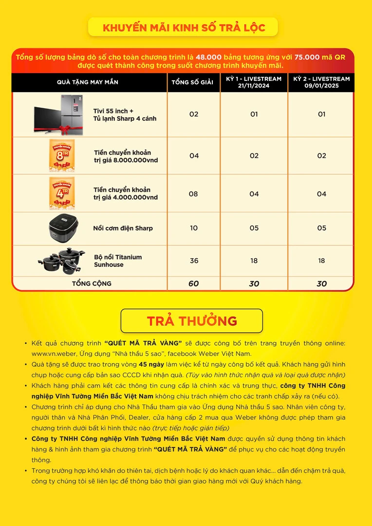 weber miền bắc quét mã trả vàng 3