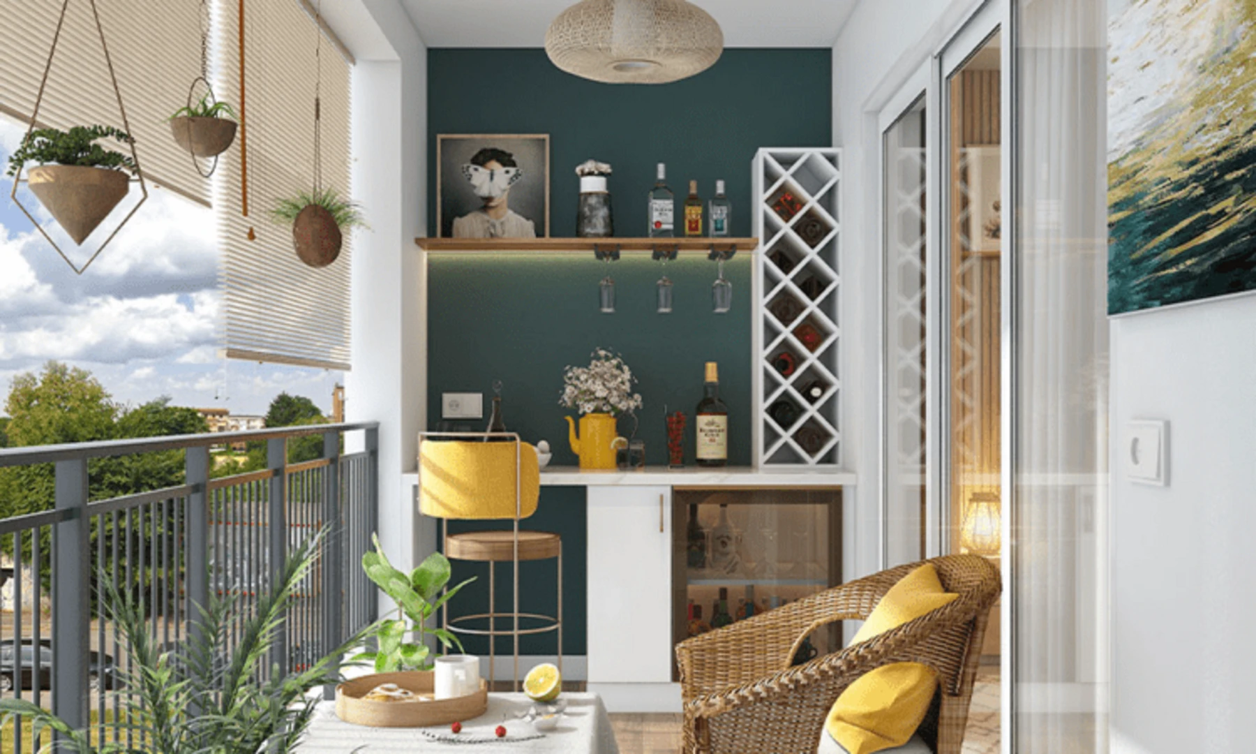 Sắp xếp nội thất đa năng và phù hợp để tiết kiệm diện tích ban công