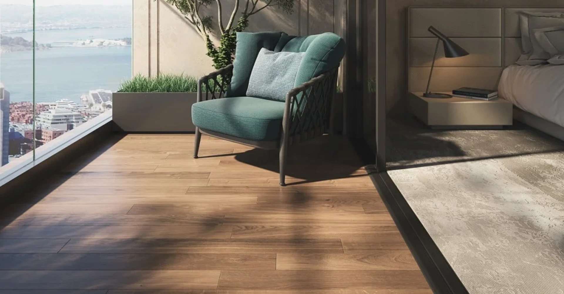 Lựa chọn sàn ban công bằng các loại gạch có khả năng thấm hút nước tốt để tránh mảng bám rêu đen xuất hiện