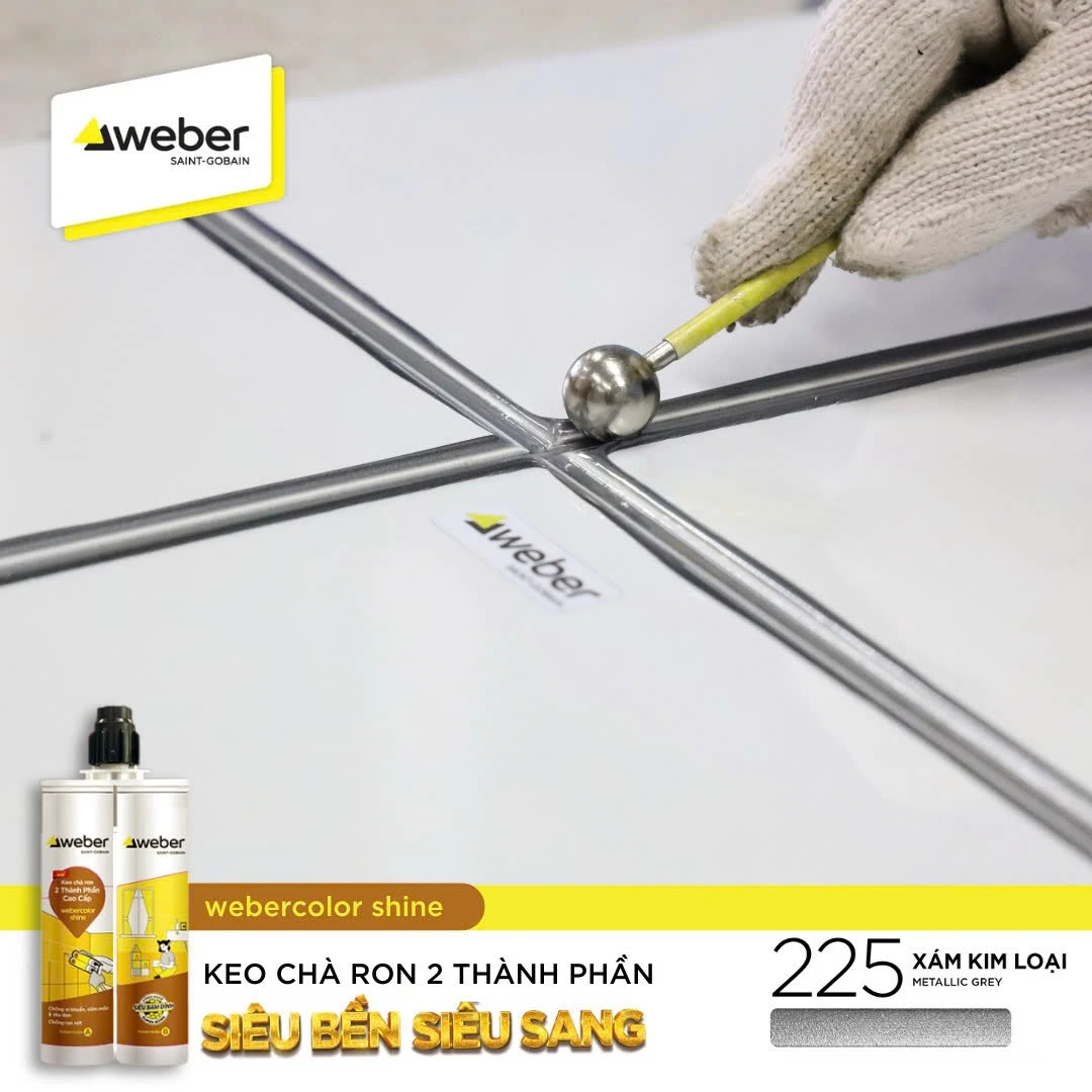 Keo Epoxy 2 thành phần chà ron màu xám kim loại