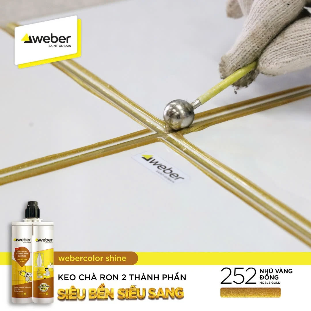 Keo Epoxy 2 thành phần chà ron màu nhũ vàng đồng