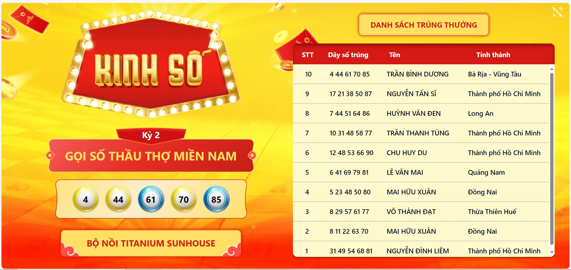 Kinh số trả lộc kỳ 2 nhà thầu miền nam 4