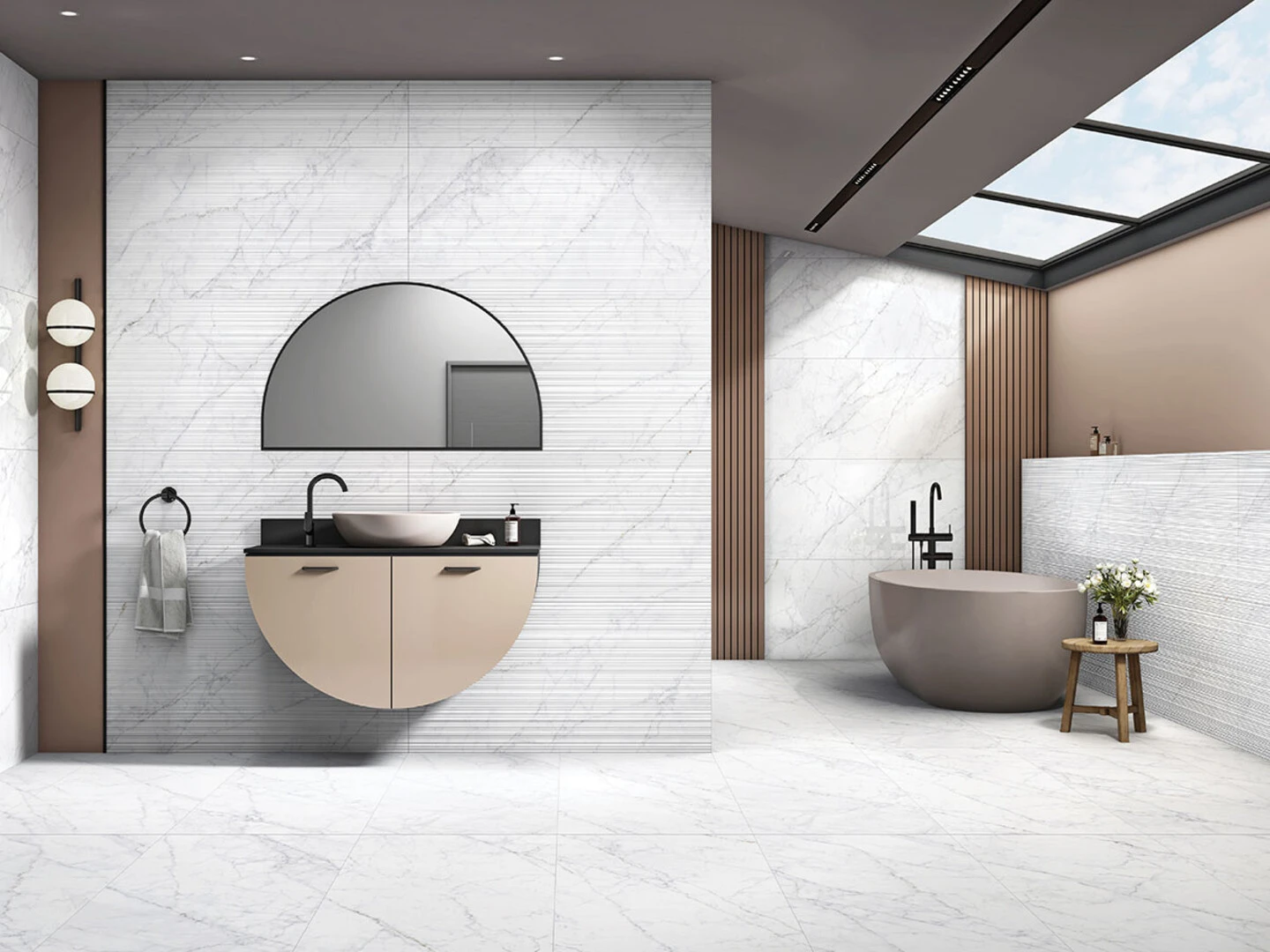 Gạch giả đá ốp tường màu trắng