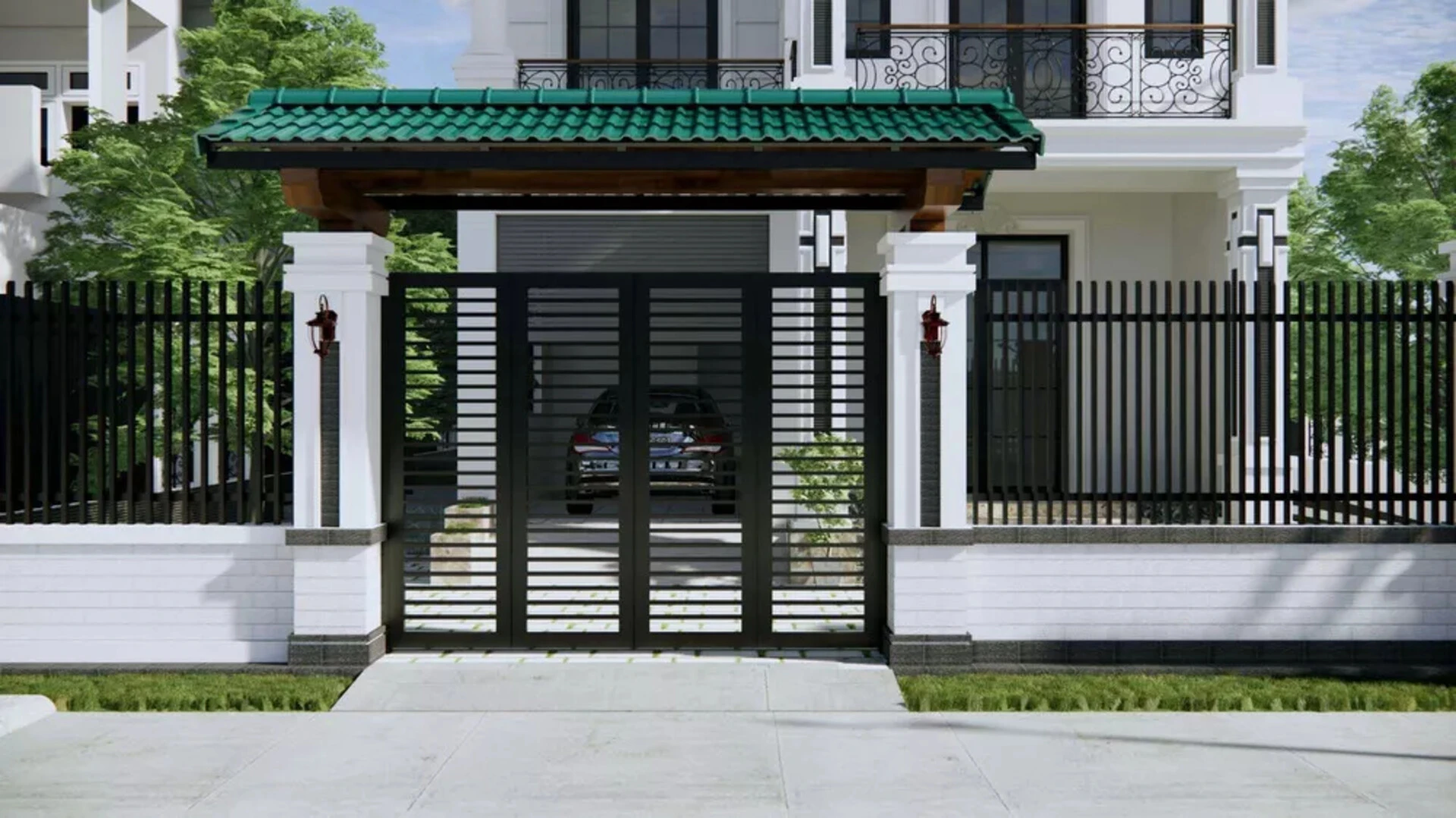 Màu sắc đa dạng của gạch ốp cổng